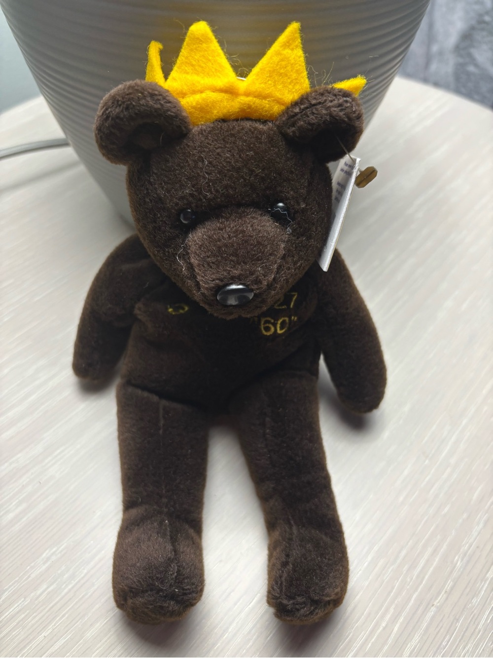 Plush Brown Bear with Yellow Crown - Kids Toy